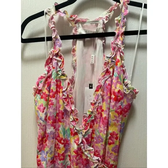 ASTR the label Dione Floral V Neck Wrap Dress Brunch Vacations size S NWT - Picture 4 of 7
